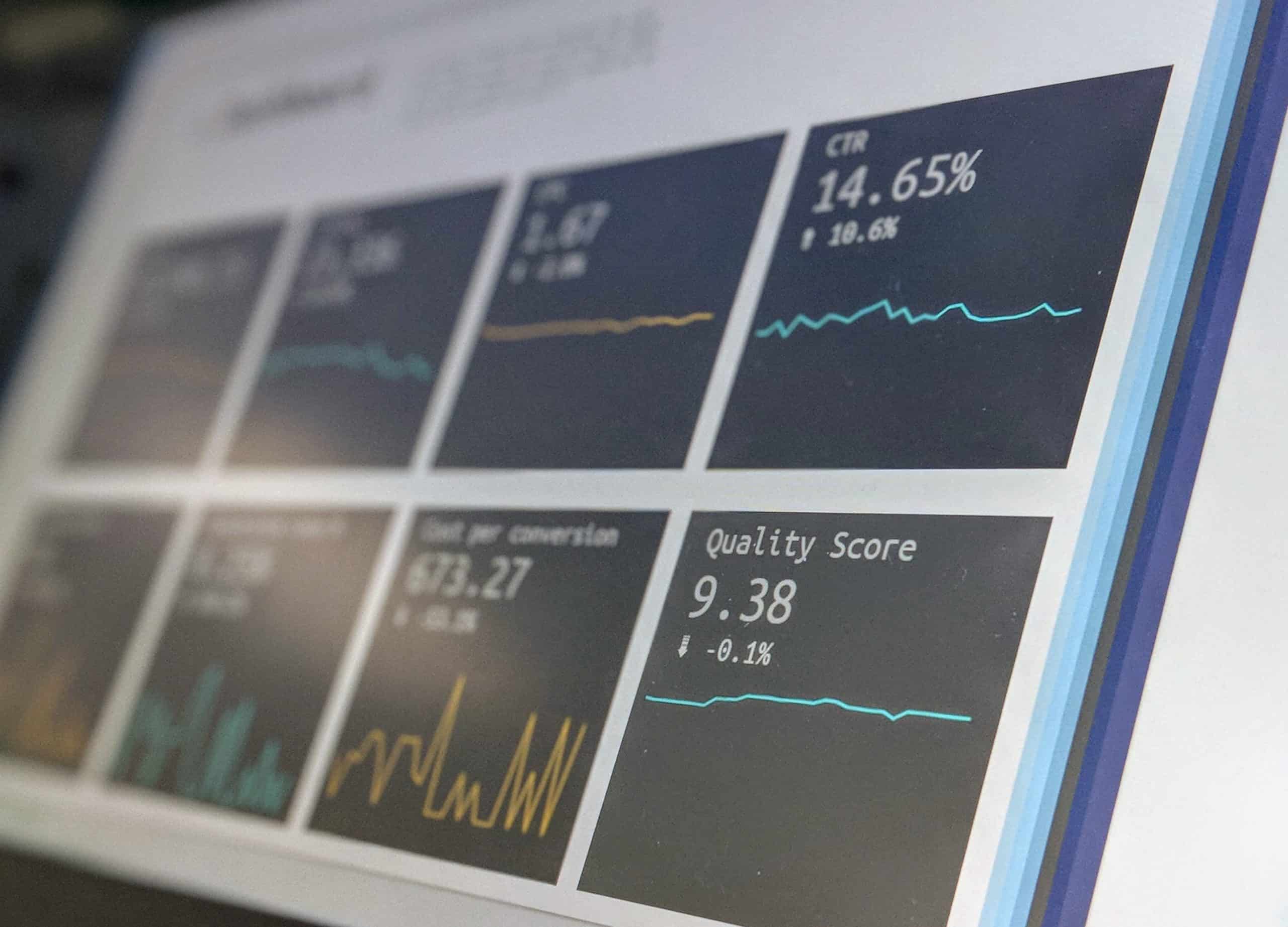 Data and graphs on laptop screen-1