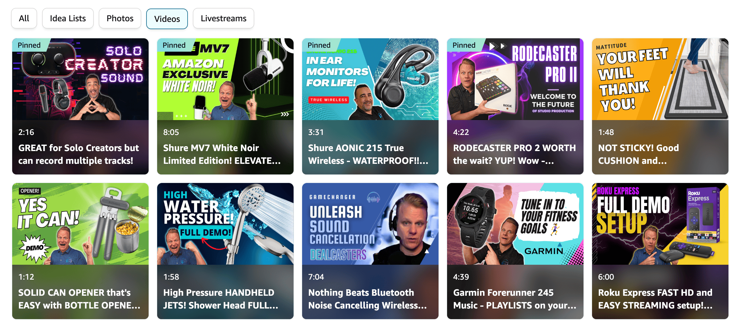 Dealcasters video tab on amazon