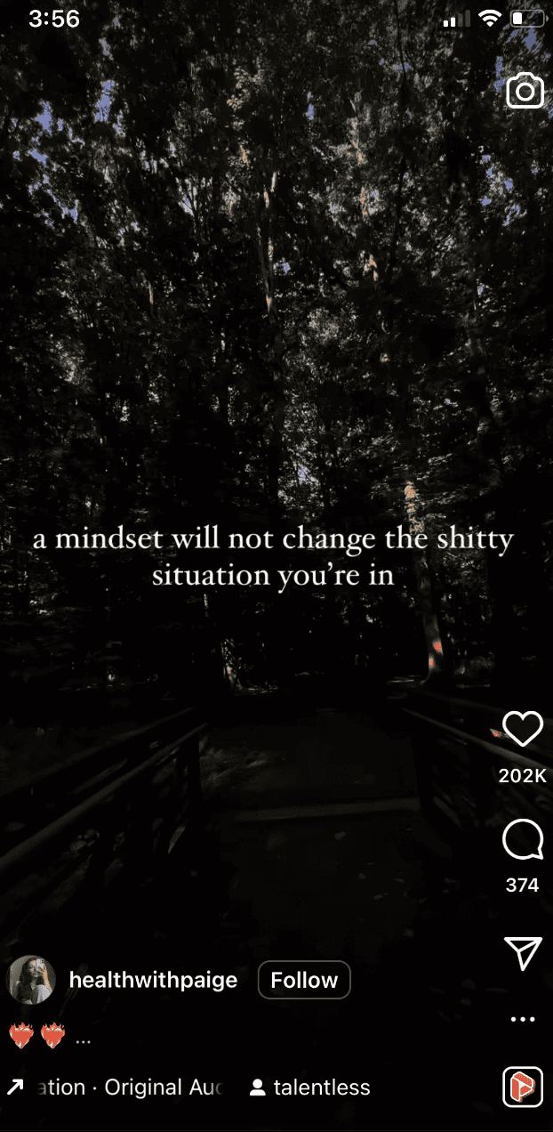 Instagram reel with text on it