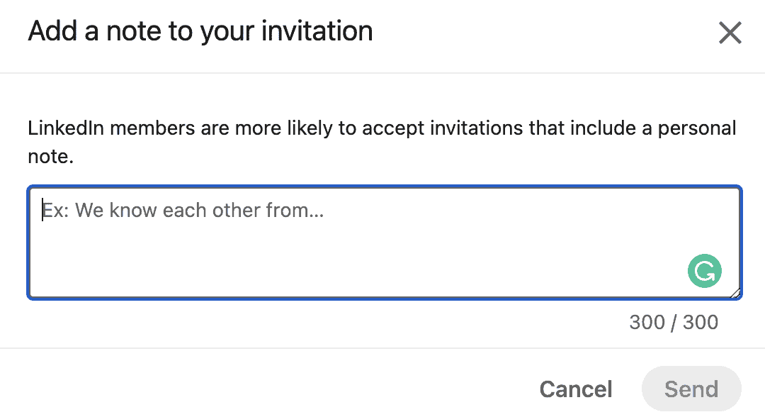 LinkedIn Invitation note