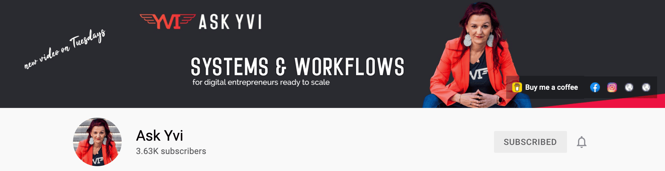 Ask Yvi systems and workflows YouTube header image - sign-up