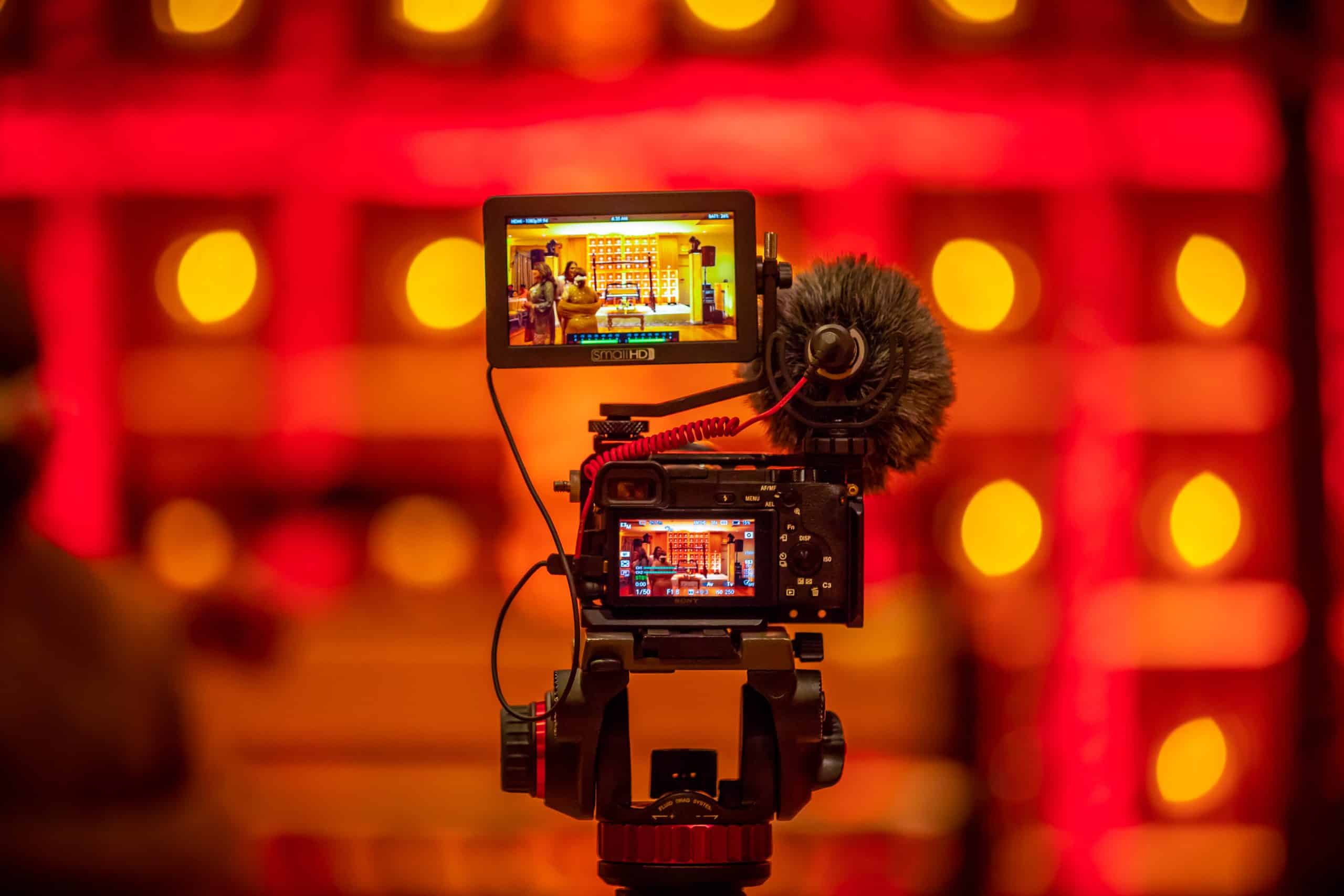 phone on a tripod recording a video