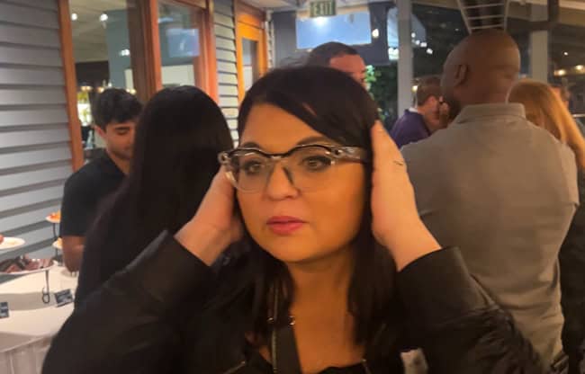Jessika wearing Meta glasses