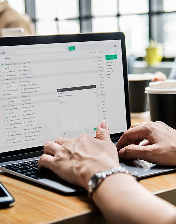 Woman checking email