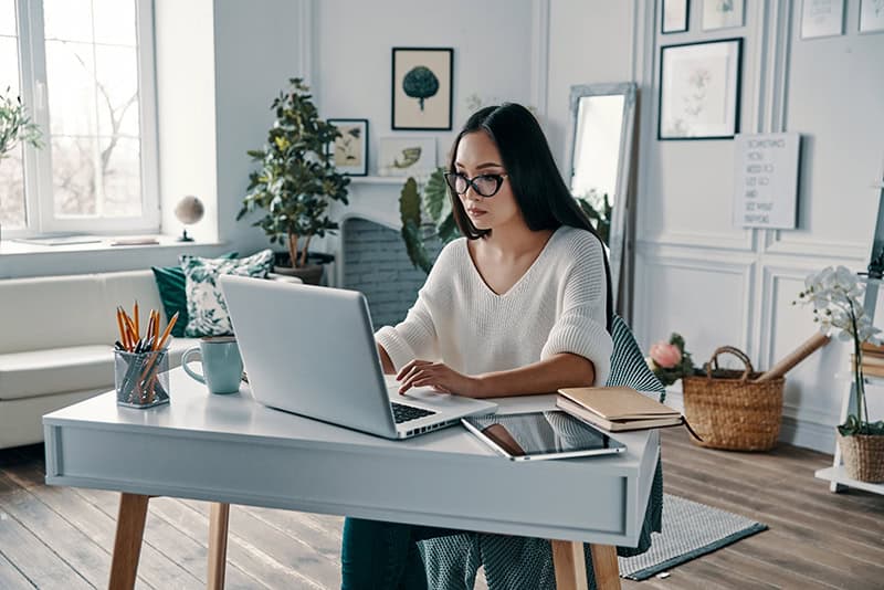Women working at organized desk